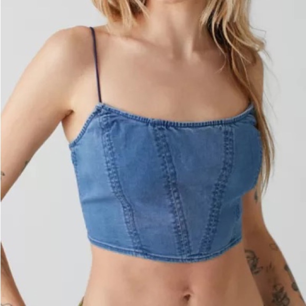 Urban Outfitters Bad Gal Denim Bustier Top